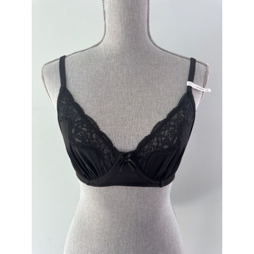 NWT Cotton On Sabrina Lace Underwire Bra size 36C Black Bow Unlined Lingerie